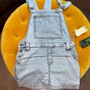 Love Trends Eco-Friendly Light Wash Denim Overall Skirtall Dress — Size Large